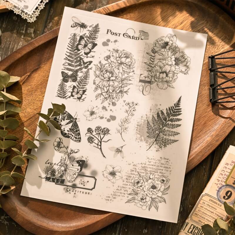 Black and White Garden Rub-On Stickers - Image 3