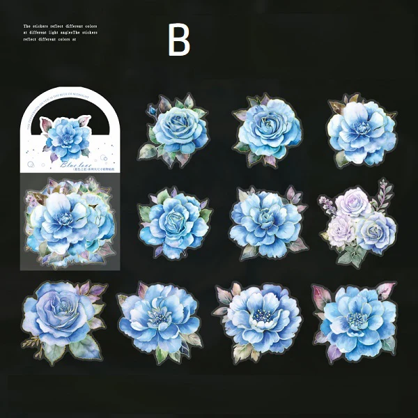 Blue Love Vintage Big Flower Stickers - Image 11