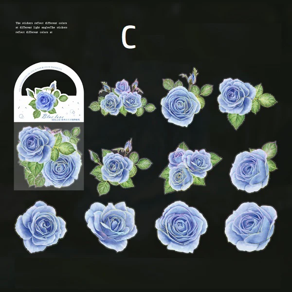 Blue Love Vintage Big Flower Stickers - Image 12