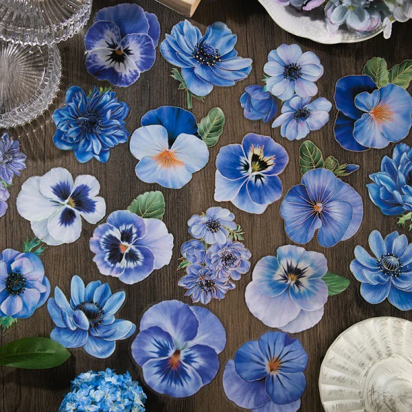 Blue Love Vintage Big Flower Stickers - Image 4