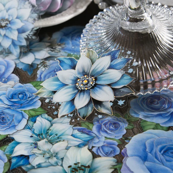 Blue Love Vintage Big Flower Stickers - Image 6