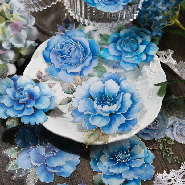 Blue Love Vintage Big Flower Stickers - Image 7