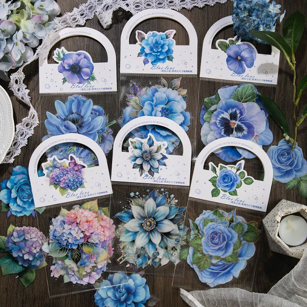 Blue Love Vintage Big Flower Stickers - Image 8