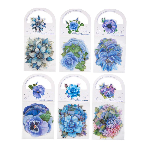 Blue Love Vintage Big Flower Stickers - Image 9