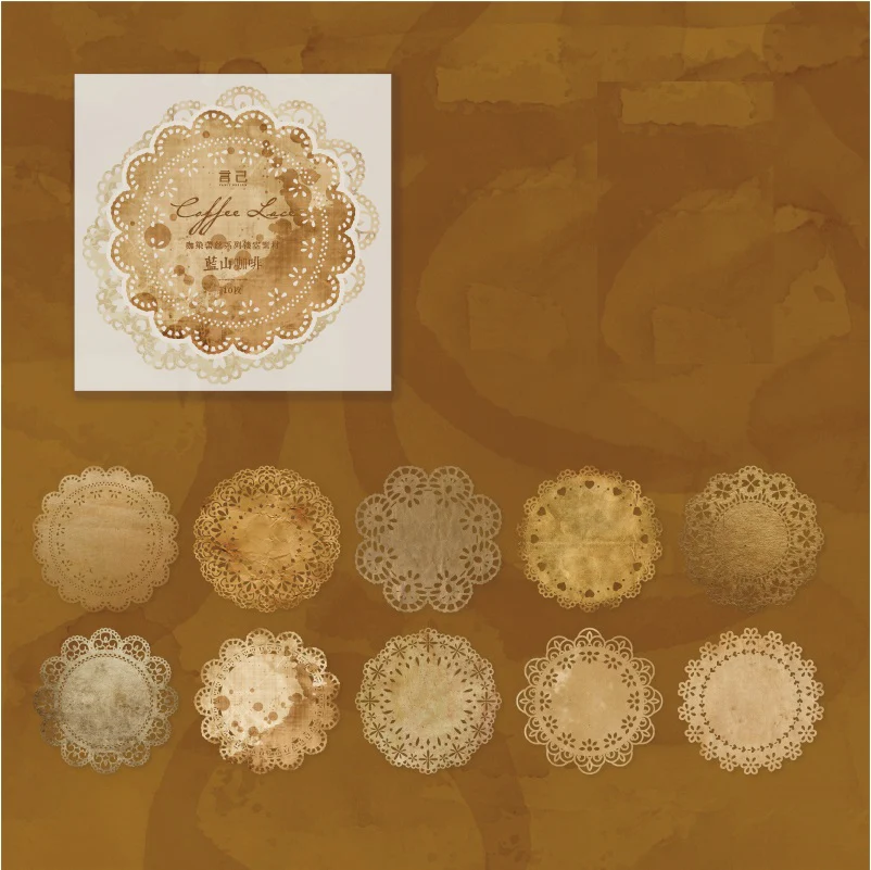 Vintage coffee dyed lace paper - Image 10