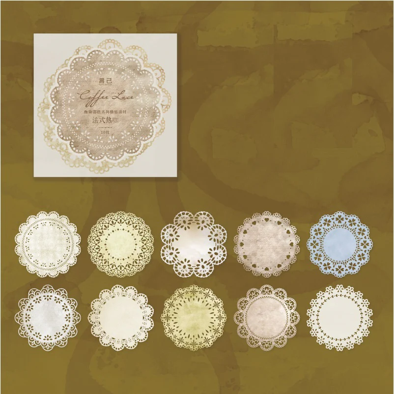 Vintage coffee dyed lace paper - Image 12