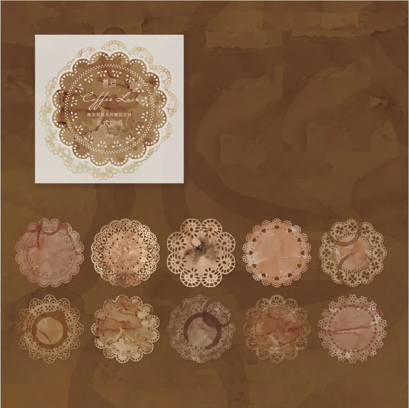 Vintage coffee dyed lace paper - Image 13
