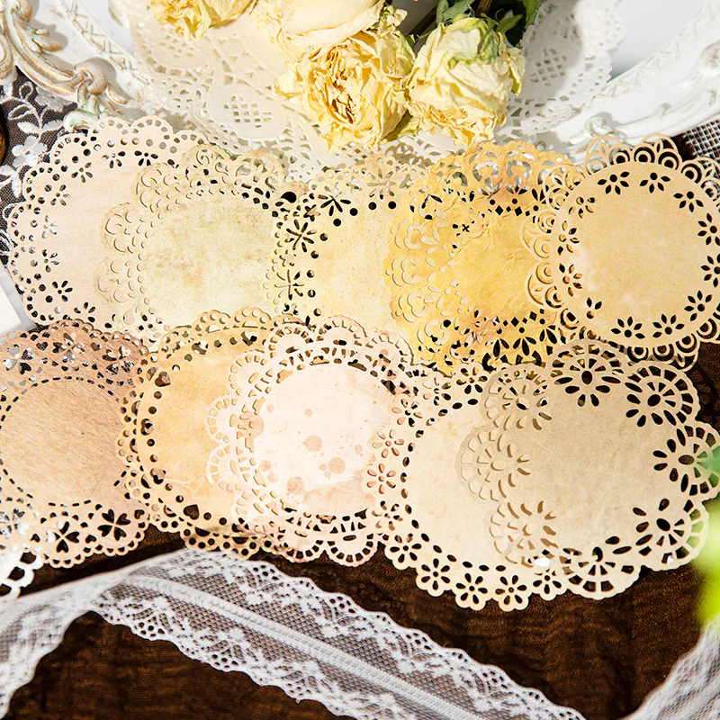 Vintage coffee dyed lace paper - Image 4
