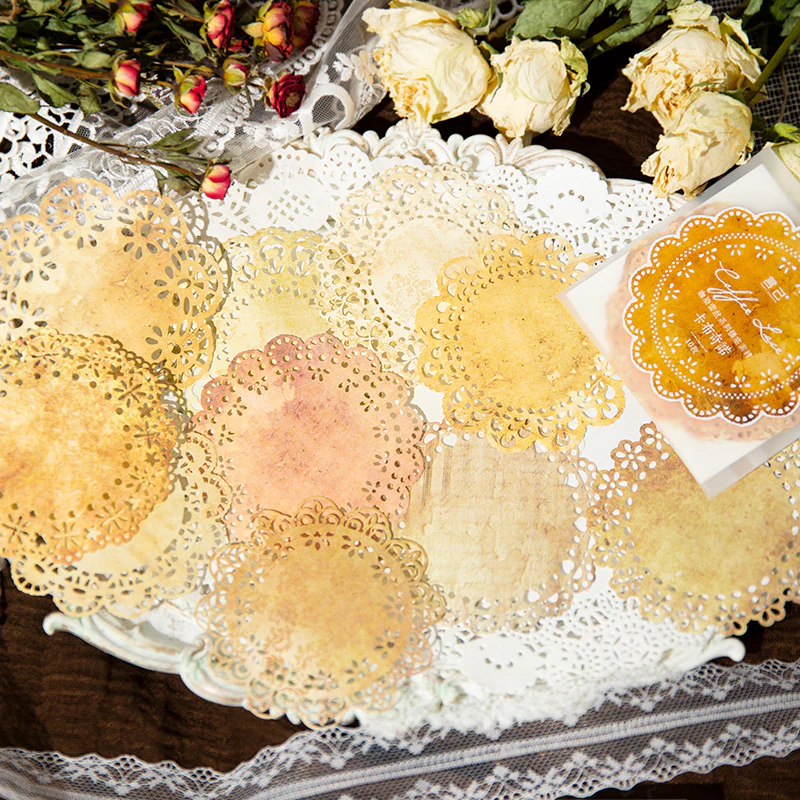 Vintage coffee dyed lace paper - Image 5