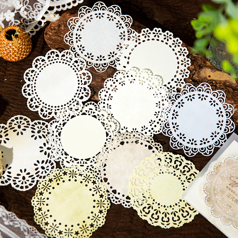 Vintage coffee dyed lace paper - Image 6