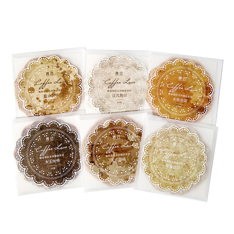 Vintage coffee dyed lace paper - Image 7