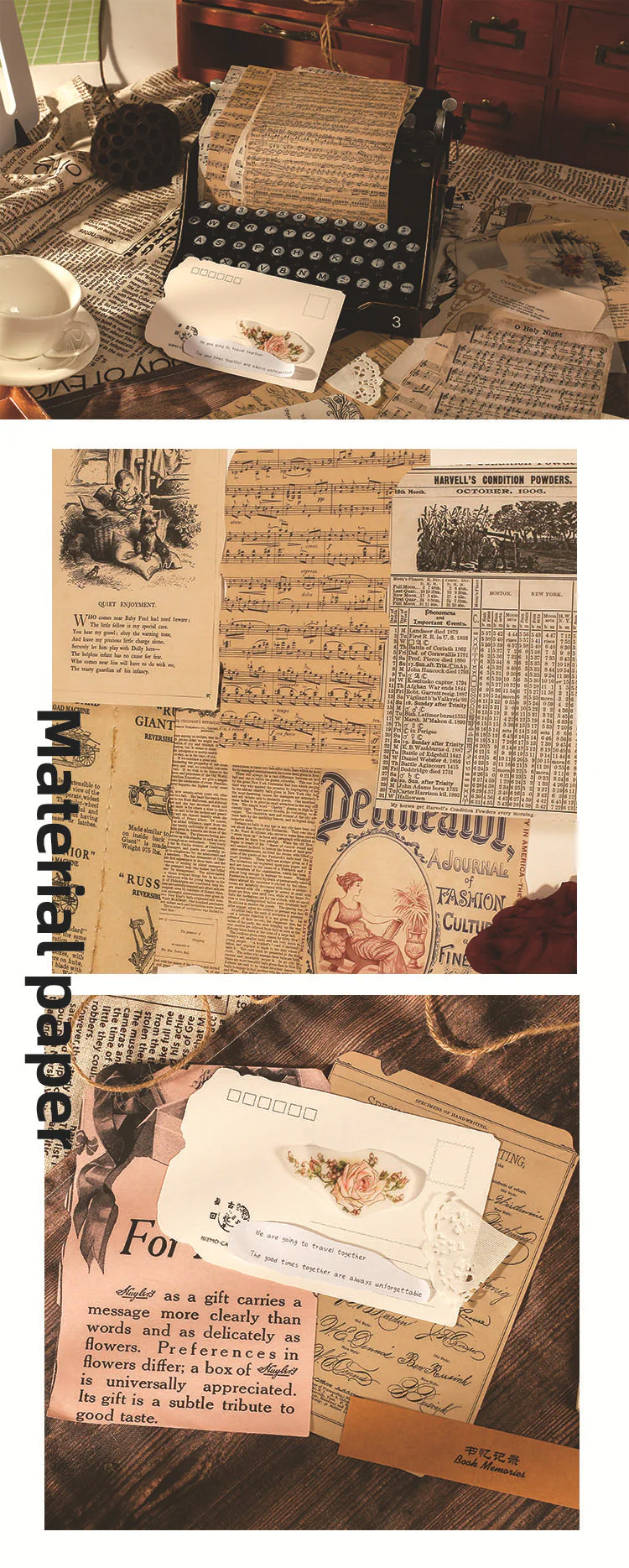 Vintage Coffee Dyed Scrapbook Paper and Lace Doily - Image 4