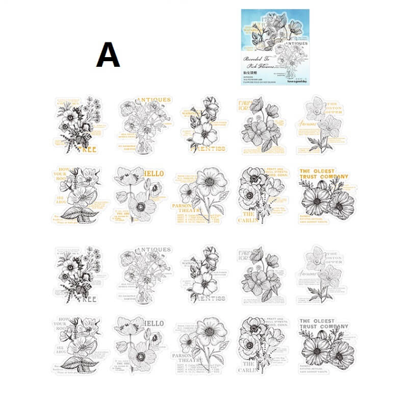 Vintage hand-painted flower stickers - Image 11