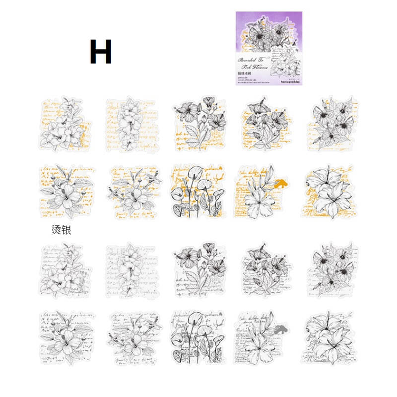 Vintage hand-painted flower stickers - Image 12