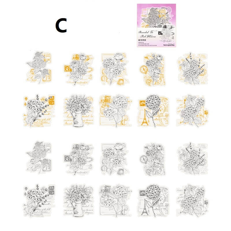 Vintage hand-painted flower stickers - Image 13