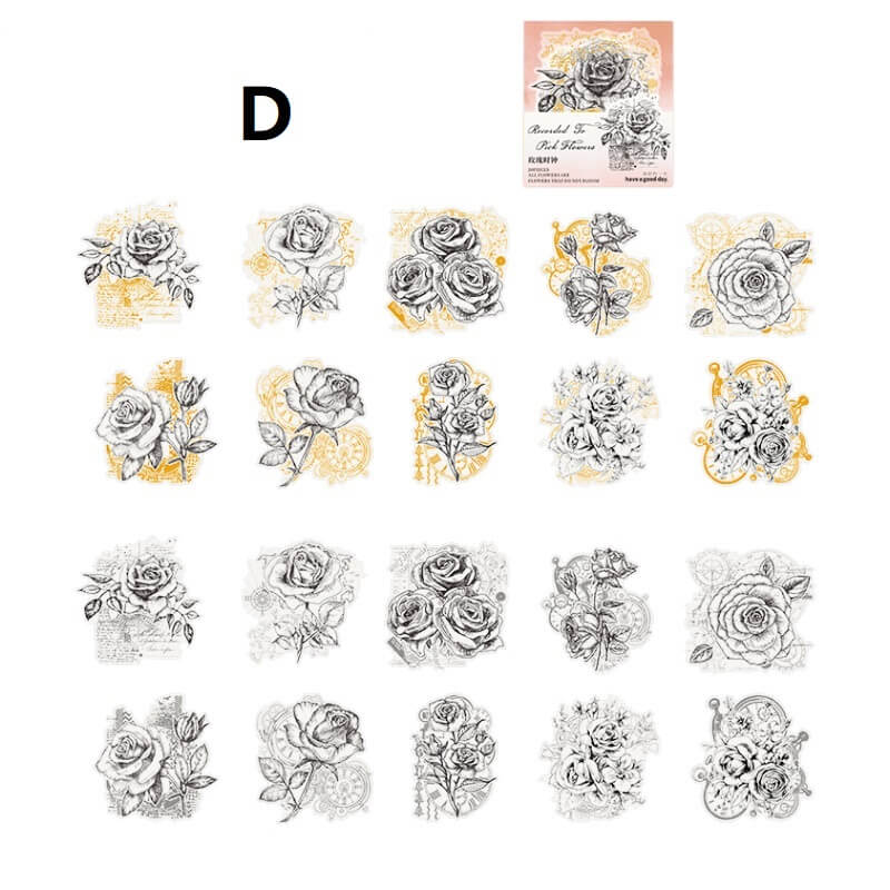 Vintage hand-painted flower stickers - Image 16