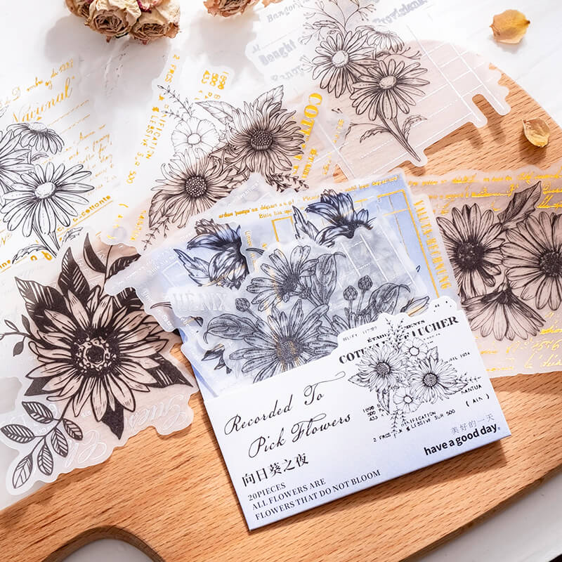 Vintage hand-painted flower stickers - Image 4