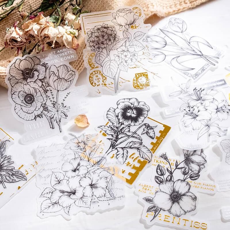 Vintage hand-painted flower stickers - Image 5