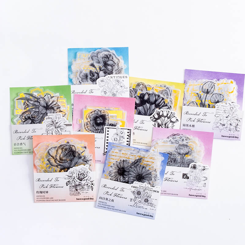 Vintage hand-painted flower stickers - Image 9